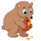 Cute cartoon bear holding honey pot