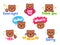 Cute cartoon bear sticker set