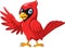 Cute cartoon beautiful cardinal bird waving