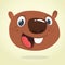 Cute cartoon beaver head icon laughing. Vector illustration. Beaver expressions set.