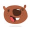 Cute cartoon beaver head icon laughing. Vector illustration. Beaver expressions set.