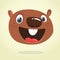 Cute cartoon beaver head icon laughing. Vector illustration. Beaver expressions set.