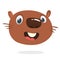 Cute cartoon beaver head icon laughing. Vector illustration. Beaver expressions set.