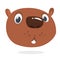 Cute cartoon beaver head icon laughing. Vector illustration. Beaver expressions set.