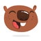 Cute cartoon beaver head icon laughing. Vector illustration. Beaver expressions set.