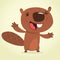 Cute cartoon beaver talking. Brown beaver character. Vector illustration clipart.