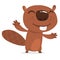 Cute cartoon beaver. Vector illustrated icon of a beaver