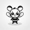 Cute Cartoon Bee Bear: A Charming Anime Character In Black And White