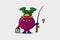 Cute cartoon Beetroot ready fishing character