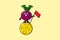 Cute cartoon Beetroot standing on moon with flag