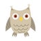 Cute cartoon beige owl in flat style isolated