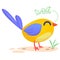 Cute cartoon bird singing. Vector illustration of a bird icon isolated.