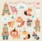 Cute cartoon birthday animals