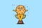 Cute cartoon Biscuits character in trophy