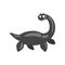 Cute cartoon black dinosaur, prehistoric dino character vector Illustration on a white background