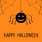 Cute cartoon black smiling pumpkin Hanging spider insect.