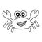 Cute cartoon black and white crab vector illustration for coloring art
