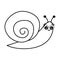 Cute cartoon black and white snail vector illustration for coloring art