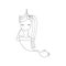 Cute cartoon black and white vector genie unicorn