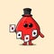 Cute cartoon blood drop magician play magic cards