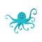 Cute cartoon blue octopus drawing