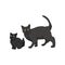 Cute cartoon Bombay kitten and cat vector clipart. Pedigree kitty breed for cat lovers. Purebred black domestic kitten