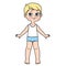 Cute cartoon boy dressed in underwear color variation on a white