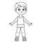 Cute cartoon boy dressed in underwear outline for coloring on a white