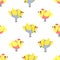 Cute cartoon boys and girls birds vector illustration.