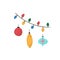 Cute cartoon bright Christmas balls and garland