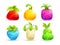 Cute cartoon bright colorful fantasy fruits and berries.