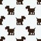 Cute cartoon brown 8bit dog seamless vector pattern. Kawaii pixel art beagle pet. Domestic pet puppy video game