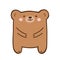 Cute cartoon brown bear with outline. Adorable kawaii animal for nursery, kids room, or newborn invitation template