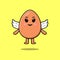 Cute cartoon brown cute egg character wearing wing