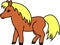 Cute cartoon brown pony with yellow mane