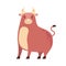 Cute cartoon bull isolated on a white background. Symbol of the 2021 New year. Zodiac sign Taurus. Funny ox. Friendly