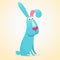 Cute cartoon bunny rabbit sitting. Farm animals. Vector illustration of a smiling bunny. Easter.