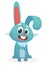 Cute cartoon bunny sitting. Forest animals. Vector illustration of a smiling bunny.