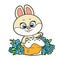 Cute cartoon bunny sprinkle sprinkles on Easter cake color variation for coloring page isolated on white