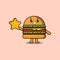 Cute cartoon Burger holding big golden star