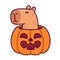 Cute cartoon Capybara in Halloween pumpkin