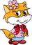 Cute cartoon cat dressed to go out with her friends vector