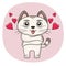 Cute cartoon cat hugging. Graphic element for kids, greeting card, cover, sticker and poster.