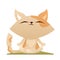 Cute cartoon cat meditating in lotus pose on yoga mat