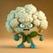 Cute Cartoon Cauliflower Character, Generative AI