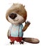 cute cartoon character beaver boy with t-shirt