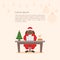 Cute cartoon character businessman african Santa Claus. Merry Christmas and Happy New Year decorated workplace office