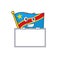 Cute cartoon character flag democratic republic raised up board