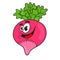 Cute cartoon character funny radish. vector illustration