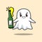 Cute cartoon character Ghost with soda bottle